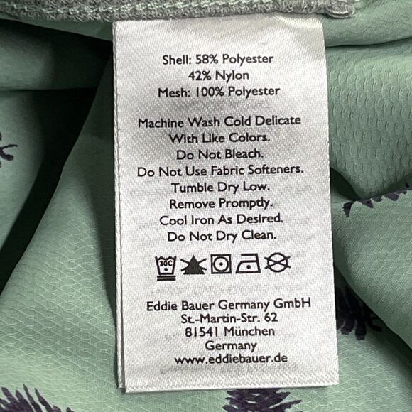 Eddie Bauer Adventurer 3.0 Green Leaf Print Blouse RollTab Button XL Outdoor New - Picture 9 of 15